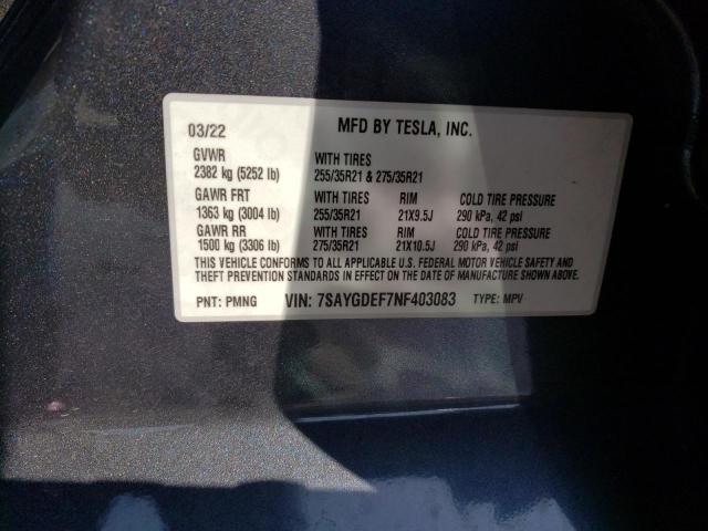 7SAYGDEF7NF403083 Tesla Model Y