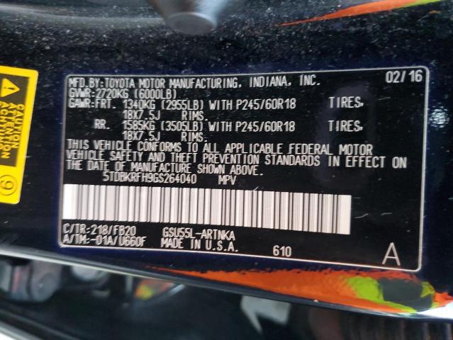 2016 TOYOTA HIGHLANDER - 5TDBKRFH9GS264040