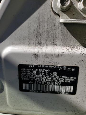 2016 SUBARU WRX PREMIU JF1VA1E6XG8811506