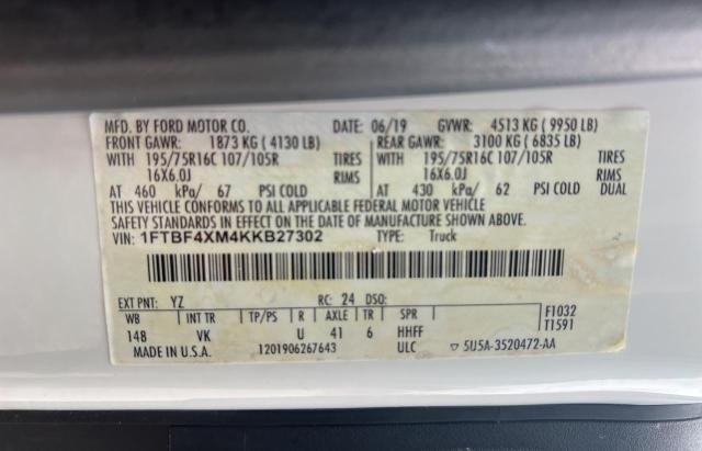 2019 FORD TRANSIT T- - 1FTBF4XM4KKB27302