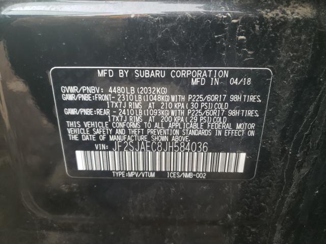 2018 SUBARU FORESTER 2 JF2SJAEC8JH584036