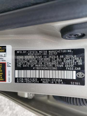 2017 TOYOTA CAMRY HYBR 4T1BD1FK5HU222982