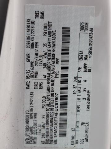 2015 FORD ESCAPE S 1FMCU0F74FUC67807