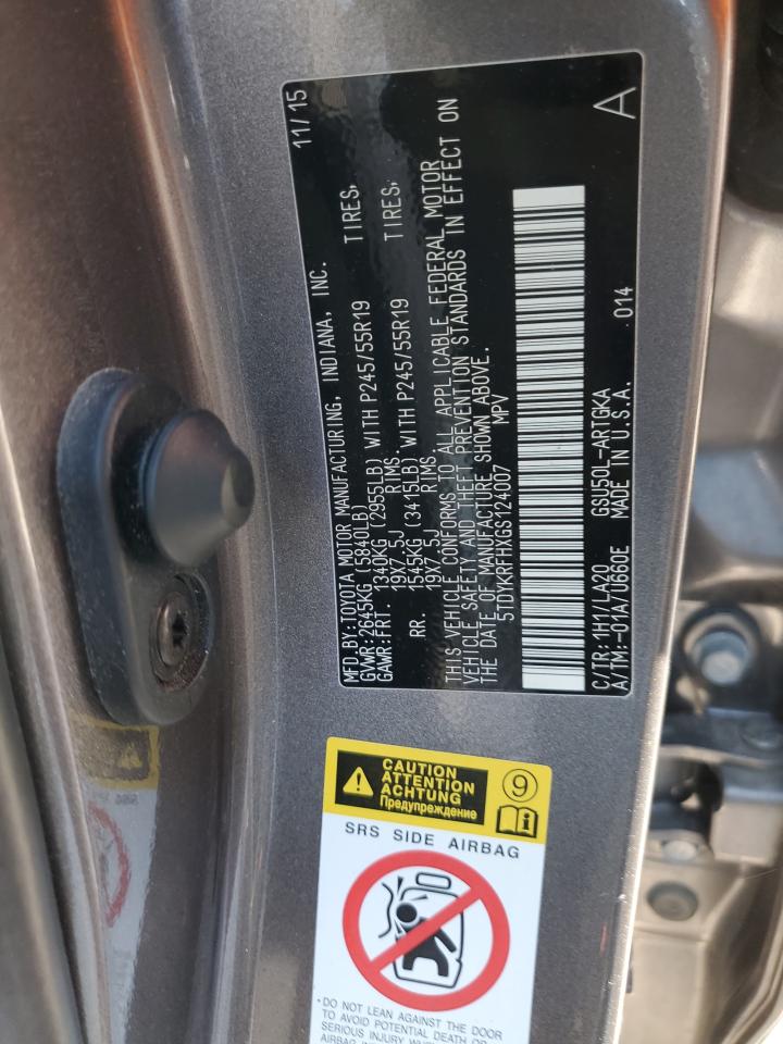 5TDYKRFHXGS124007 TOYOTA HIGHLANDER 2016