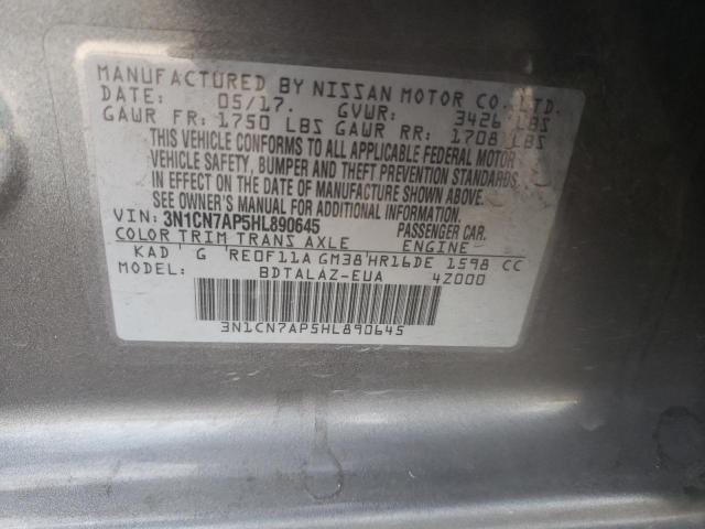 3N1CN7AP5HL890645 Nissan VERSA S