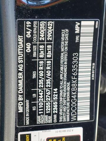 2019 MERCEDES-BENZ GLC 300 4M WDC0G4KB8KF635303
