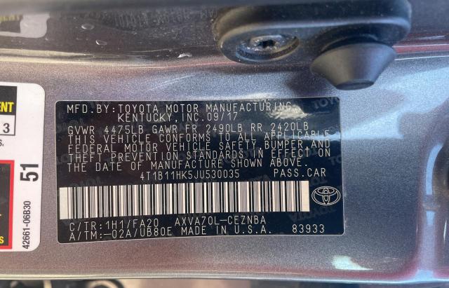 2018 TOYOTA CAMRY L - 4T1B11HK5JU530035