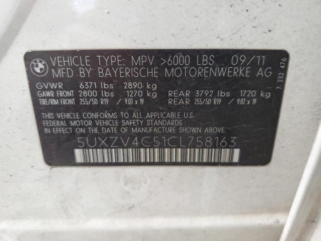 5UXZV4C51CL758163 BMW X5 Xdrive35i