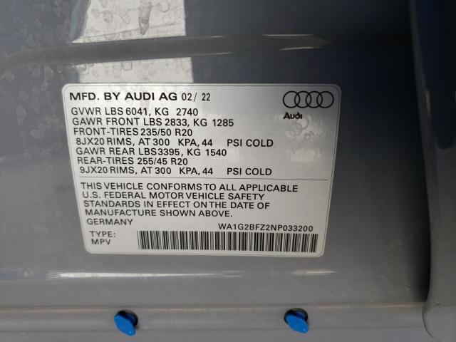 2022 AUDI Q4 E-TRON WA1G2BFZ2NP033200