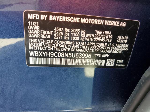 2022 BMW X2 SDRIVE2 WBXYH9C08N5U63996