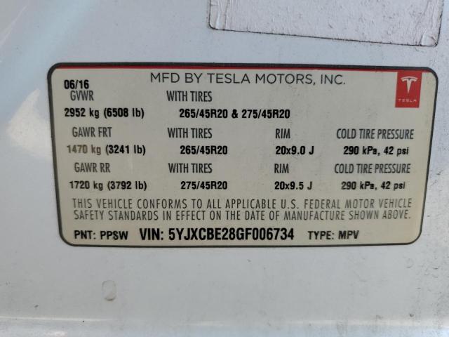 5YJXCBE28GF006734 Tesla MODEL X