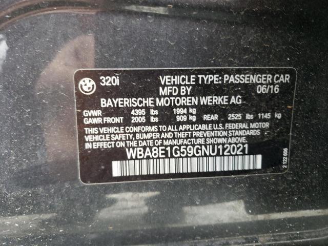 2016 BMW 320 I WBA8E1G59GNU12021