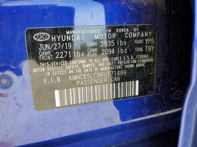 2019 HYUNDAI IONIQ BLUE - KMHC65LC6KU171499