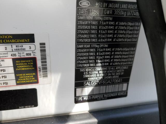 SALGS2VF6GA270641 Land Rover Range Rover Hse