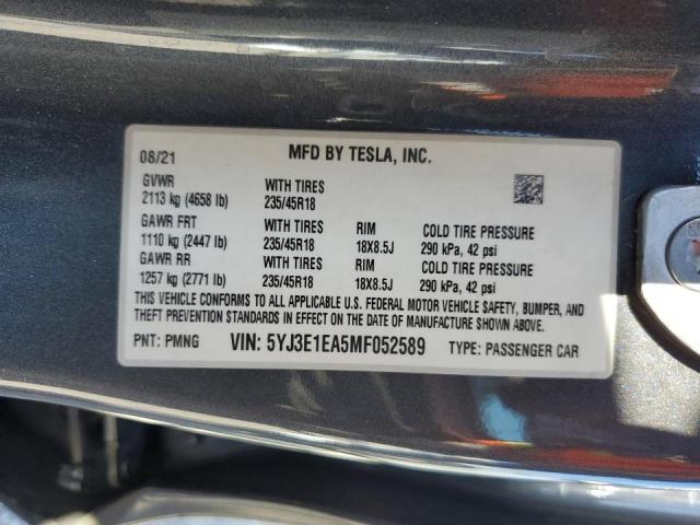5YJ3E1EA5MF052589 Tesla MODEL 3