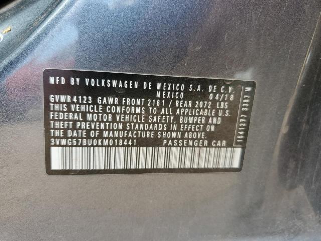 2019 VOLKSWAGEN JETTA SEL 3VWG57BU0KM018441