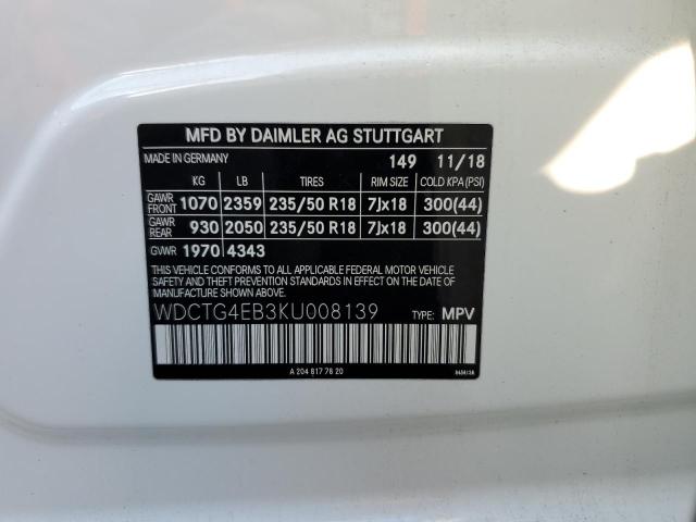 2019 MERCEDES-BENZ GLA 250 - WDCTG4EB3KU008139