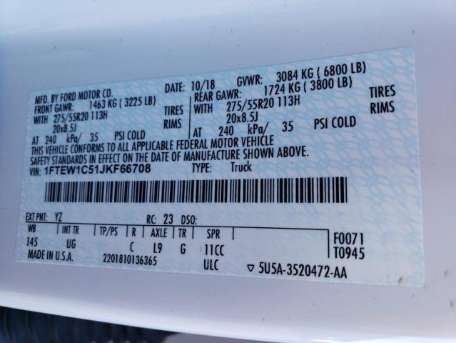 2018 FORD F150 SUPER 1FTEW1C51JKF66708
