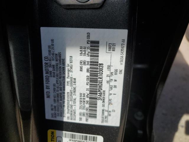 2020 FORD FUSION SE 3FA6P0HDXLR103028