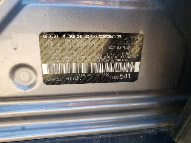 2019 MITSUBISHI OUTLANDER JA4AD3A31KZ008250