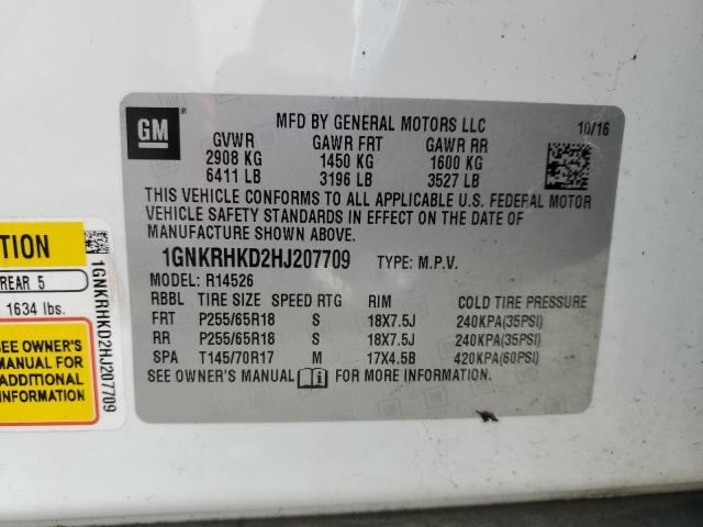 2017 CHEVROLET TRAVERSE L 1GNKRHKD2HJ207709