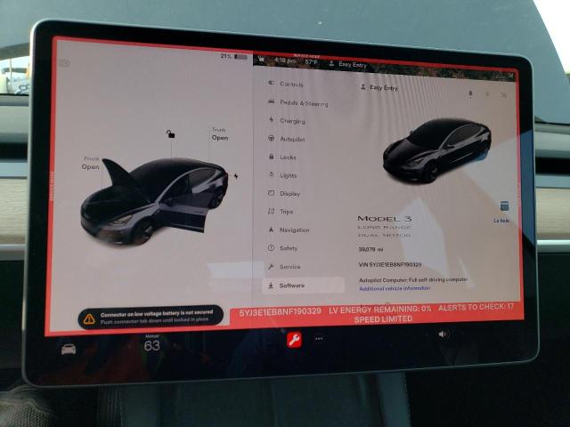 2022 TESLA MODEL 3 5YJ3E1EB8NF190329