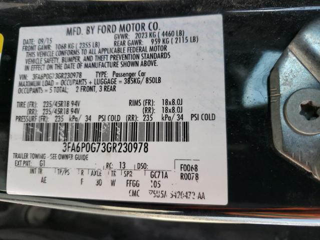 2016 FORD FUSION S 3FA6P0G73GR230978
