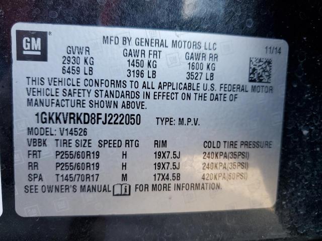 1GKKVRKD8FJ222050 GMC Acadia Slt-1