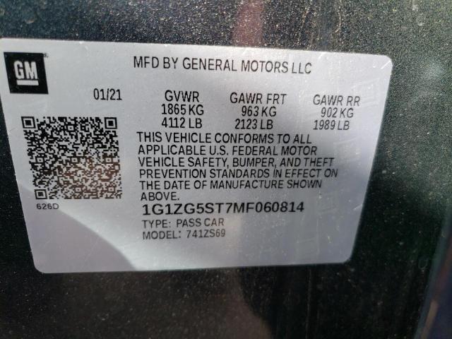 2021 CHEVROLET MALIBU RS 1G1ZG5ST7MF060814