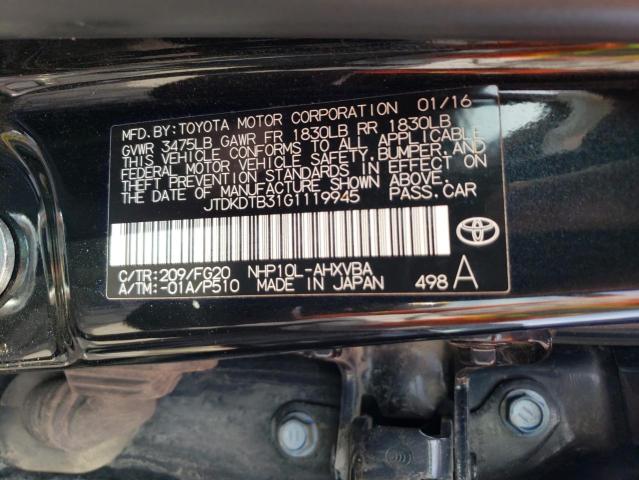 2016 TOYOTA PRIUS C JTDKDTB31G1119945