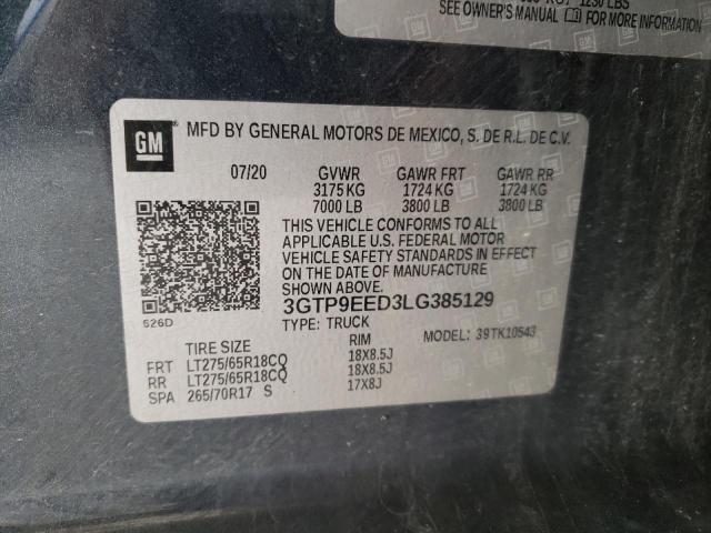 2020 GMC SIERRA K15 3GTP9EED3LG385129