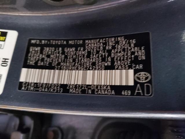 2016 TOYOTA COROLLA L 2T1BURHE9GC742950