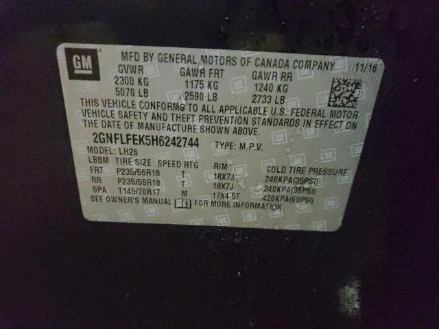 2017 CHEVROLET EQUINOX LT 2GNFLFEK5H6242744