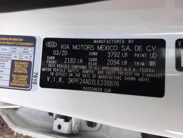 2020 KIA FORTE FE 3KPF24AD2LE238876
