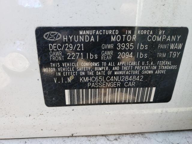 2022 HYUNDAI IONIQ BLUE - KMHC65LC4NU284842