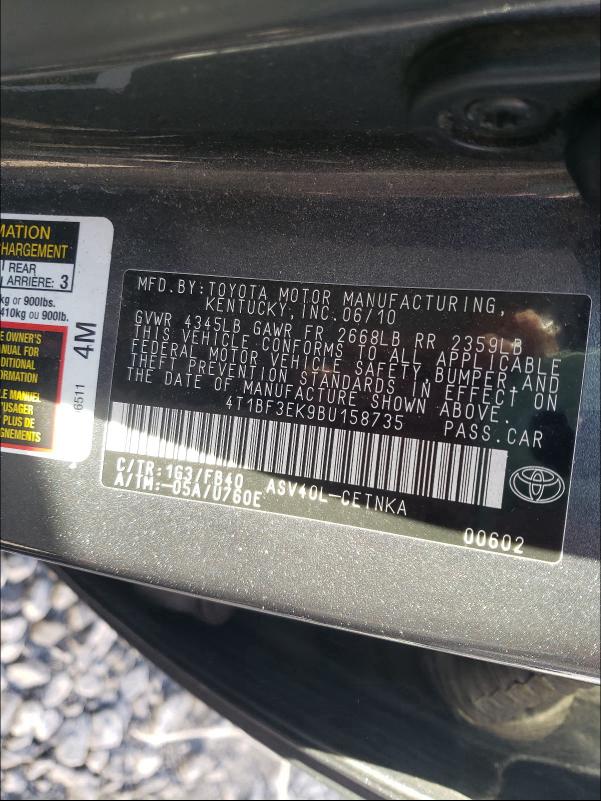 2011 TOYOTA CAMRY BASE 4T1BF3EK9BU158735