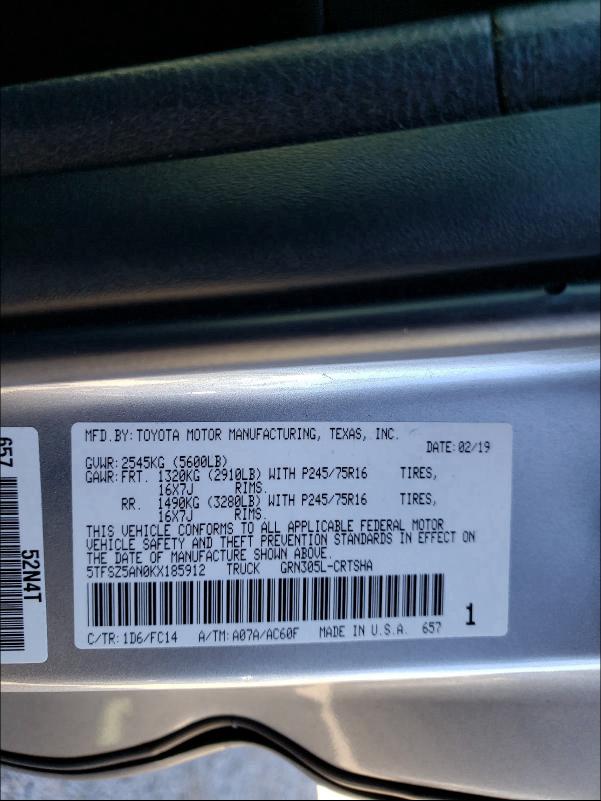 2019 TOYOTA TACOMA ACC 5TFSZ5AN0KX185912