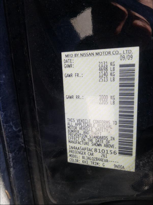 2010 NISSAN MAXIMA 1N4AA5AP3AC810156