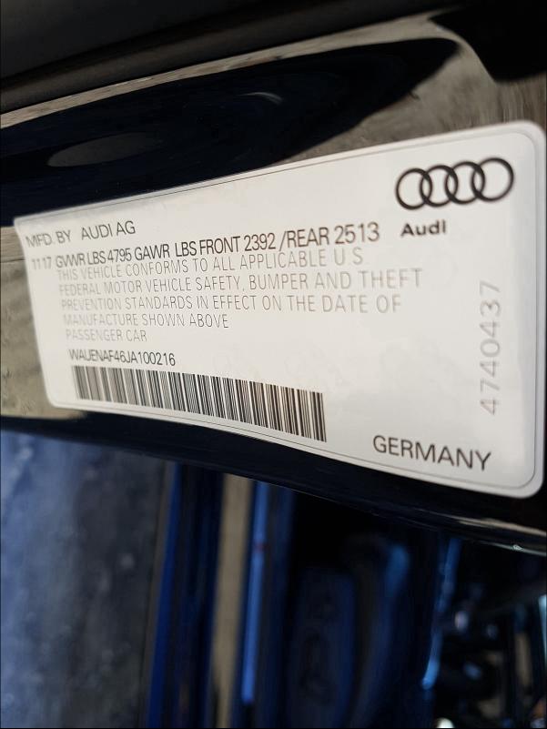 2018 AUDI A4 PREMIUM WAUENAF46JA100216