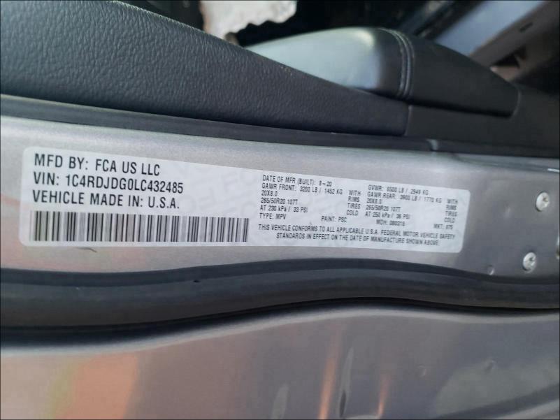 2020 DODGE DURANGO GT 1C4RDJDG0LC432485