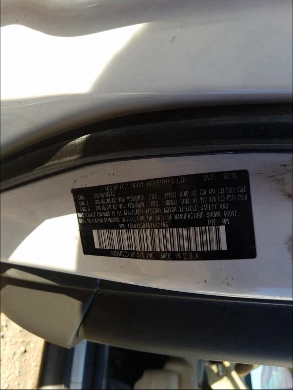 2010 SUBARU TRIBECA LI 4S4WX9GD7A4402106