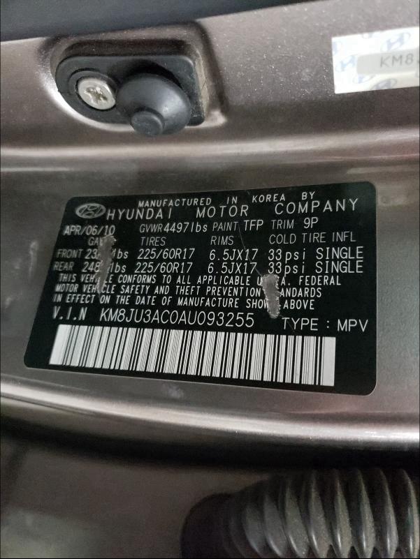 2010 HYUNDAI TUCSON GLS KM8JU3AC0AU093255