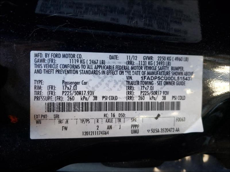 2013 FORD C-MAX PREM 1FADP5CU0DL515437