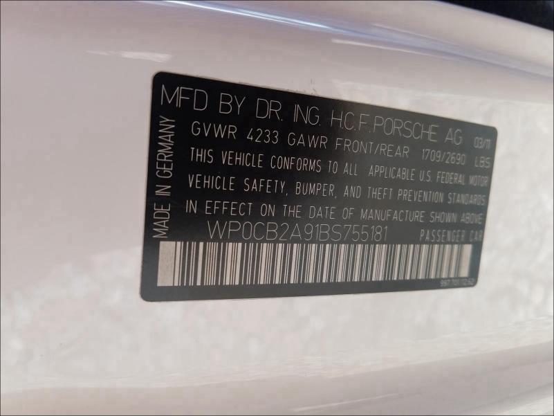 2011 PORSCHE 911 CARRER WP0CB2A91BS755181