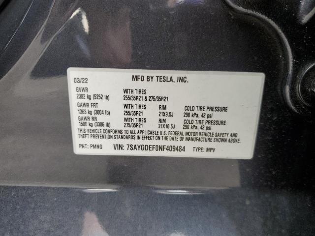 7SAYGDEF0NF409484 Tesla Model Y