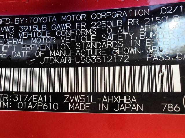 2016 TOYOTA PRIUS - JTDKARFU5G3512172
