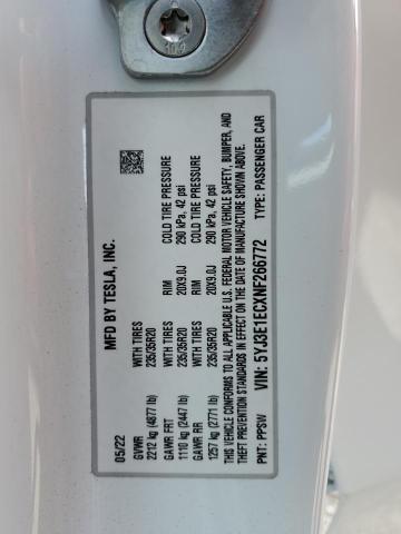 5YJ3E1ECXNF266772 Tesla MODEL 3