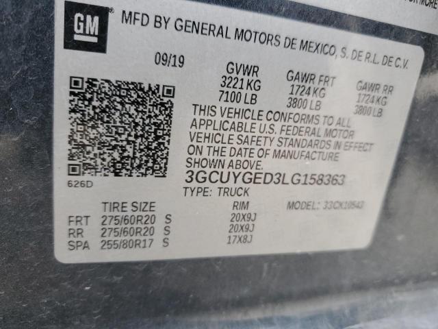 2020 CHEVROLET SILVERADO 3GCUYGED3LG158363