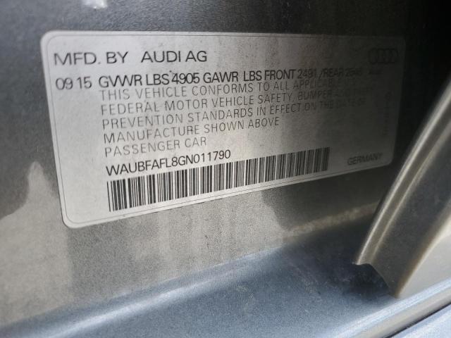 2016 AUDI A4 PREMIUM WAUBFAFL8GN011790