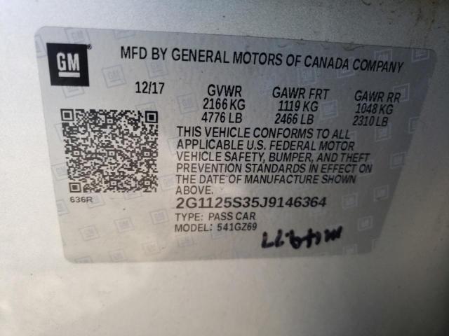 2018 CHEVROLET IMPALA PRE 2G1125S35J9146364
